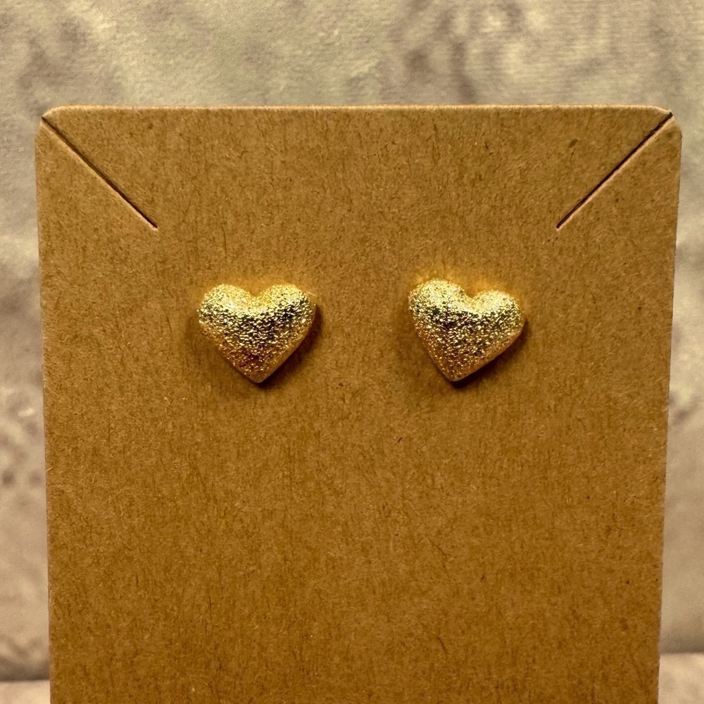 Sparkly Gold Heart Studs -New